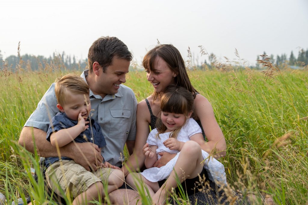 Happy family photography session in an Edmonton park